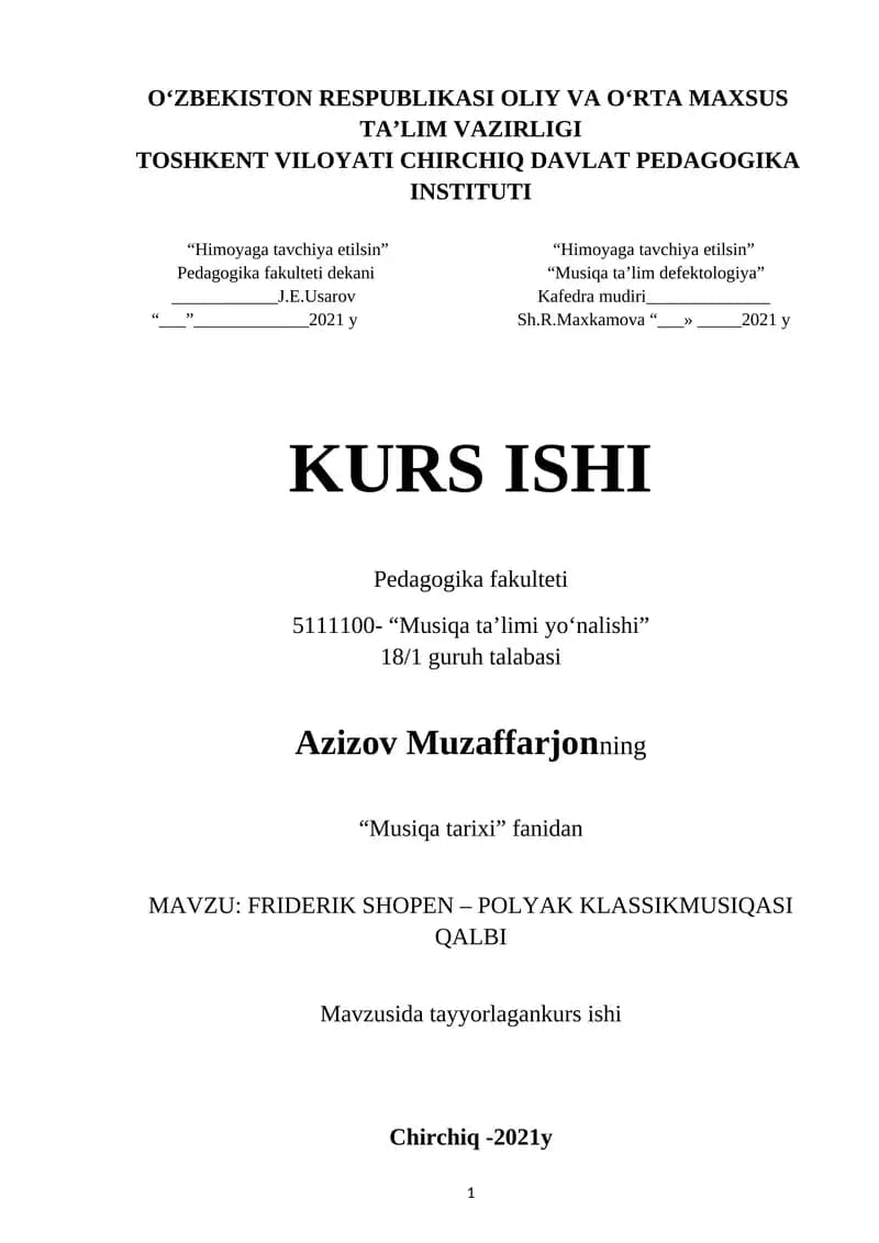 FRIDERIK SHOPEN – POLYAK KLASSIK MUSIQASI QALBI