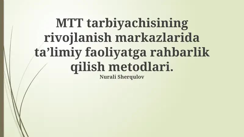 Ta’lim tadbirlarini Olib Borish Metodlari