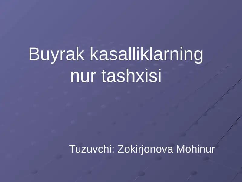 Buyrak kasalliklarining nurtashxisi