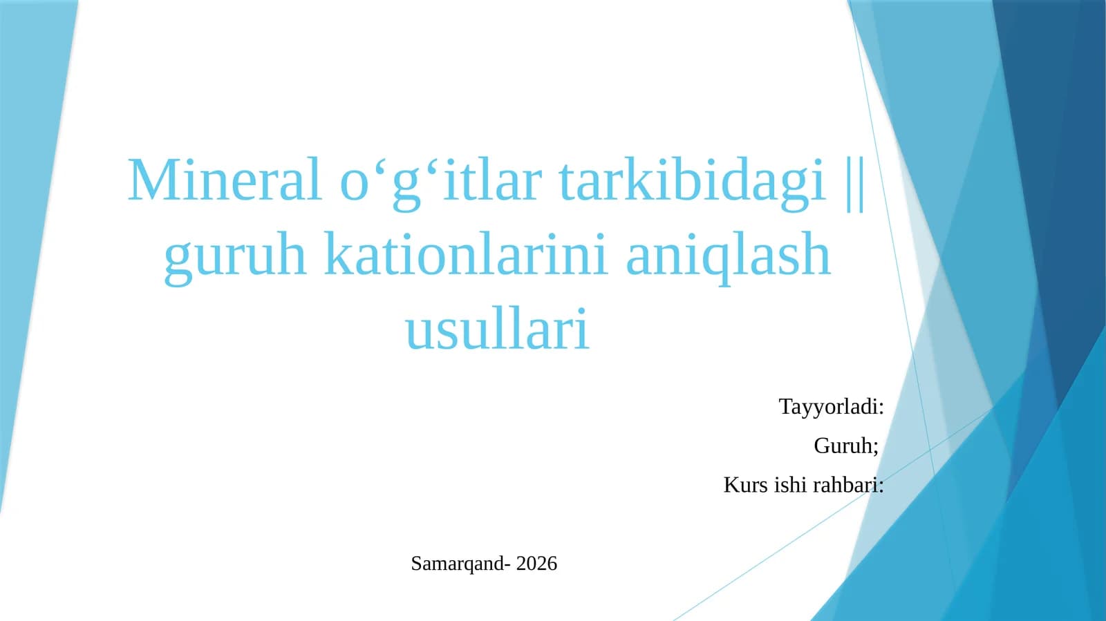 Mineral oʻgʻitlar tarkibidagi guruh kationlarini aniqlashusullari