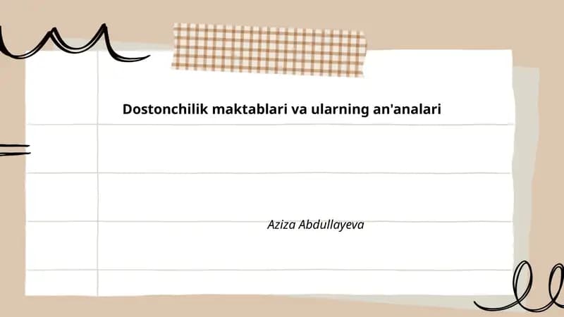Dostonchilik maktablari va ularning an'analari