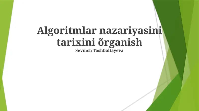 Algoritmlar nazariyasini tarixini õrganish