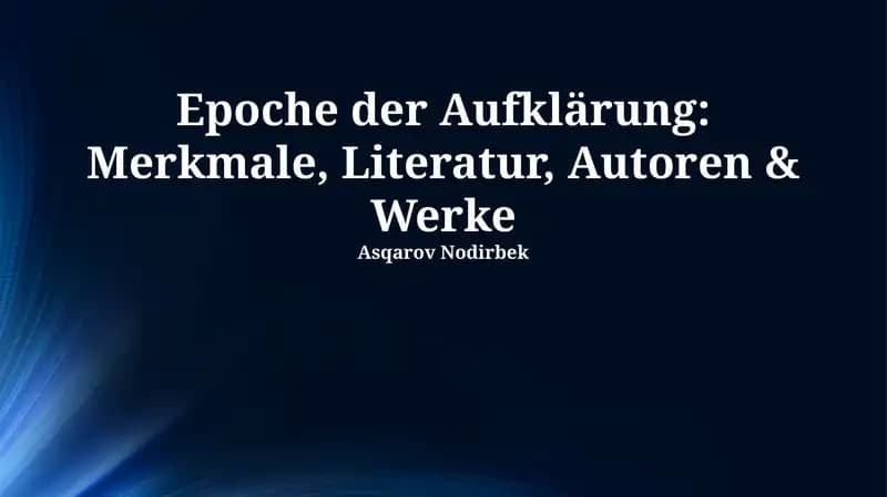 Literatur der Aufklärung: Merkmale