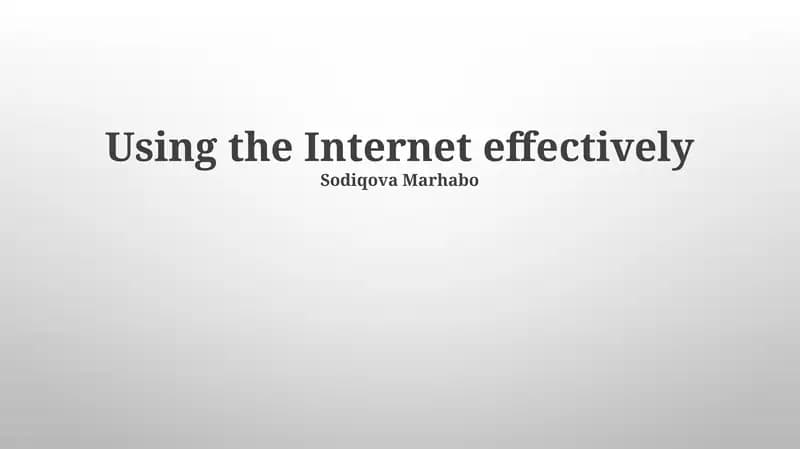 Foydalanishning samaradorligi Internetni