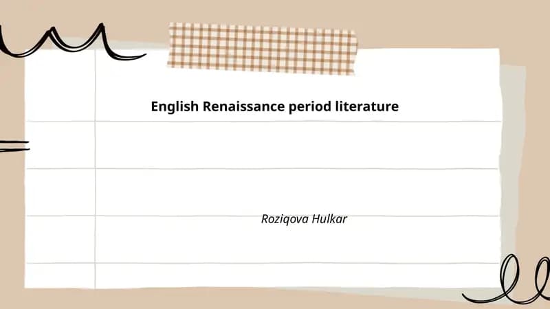 English Renaissance period literature