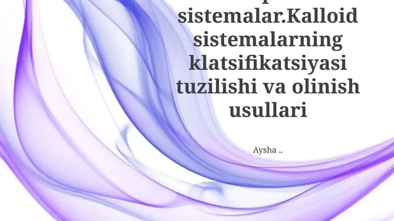 Kolloid Sistemalar: Tasnifi va Tuzuilishi