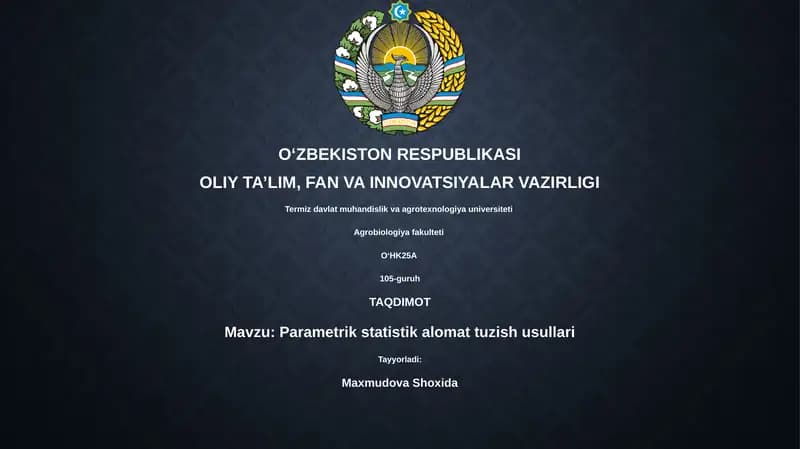 Parametrik statistik alomat tuzish usullari
