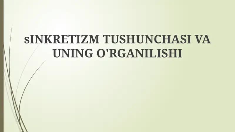 Sinkretizmning O'rganishi
