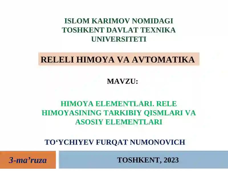 Rele Himoyasi va Avtomatika