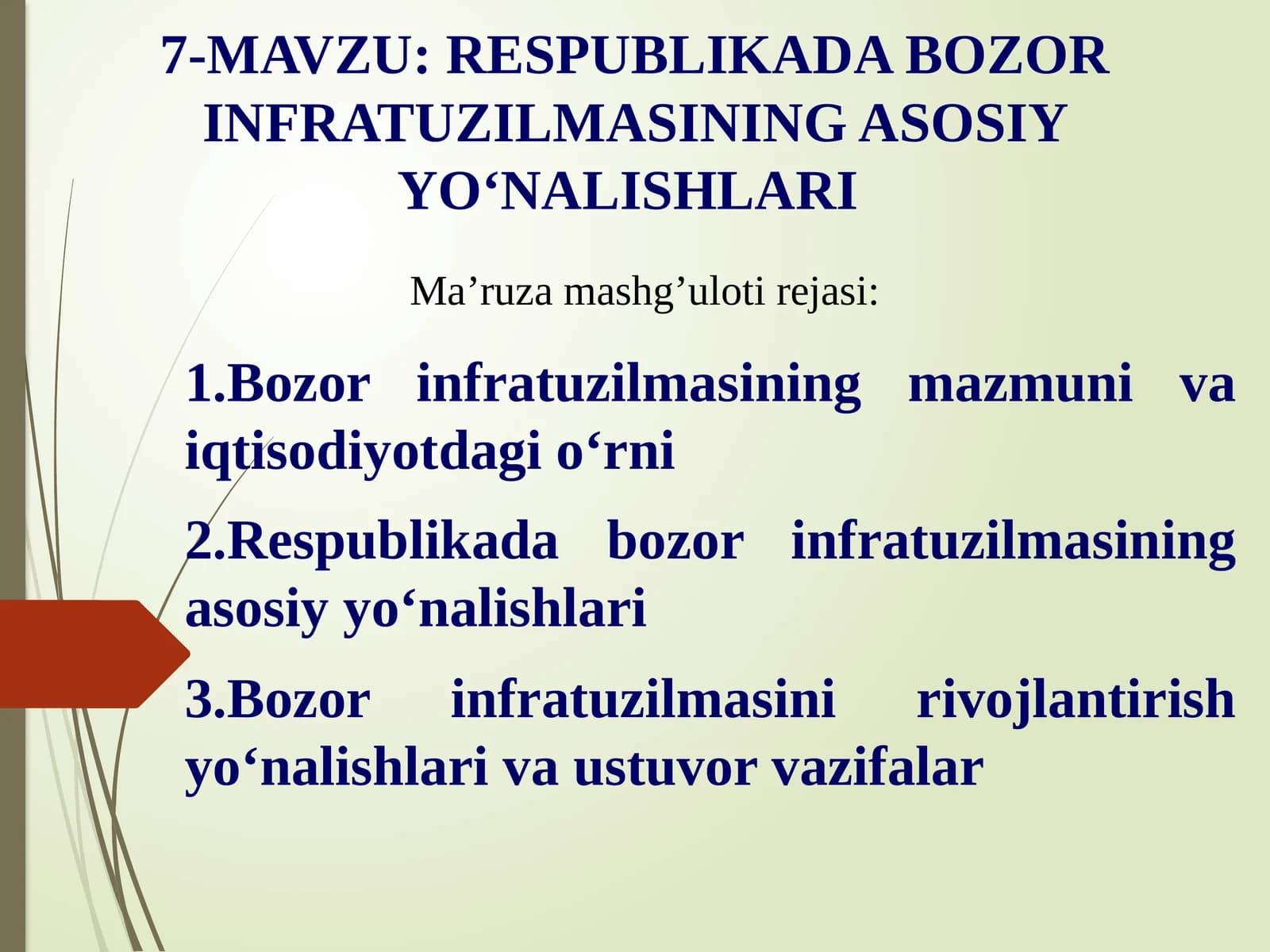 RESPUBLIKADA BOZOR INFRATUZILMASINING ASOSIY YOʻNALISHLARI