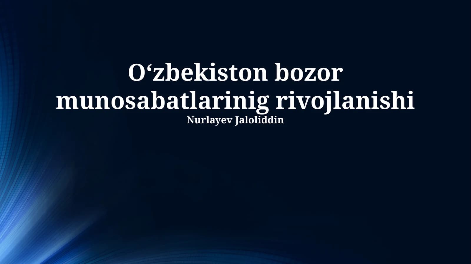 Bozor munosabatlari rivojlanishi