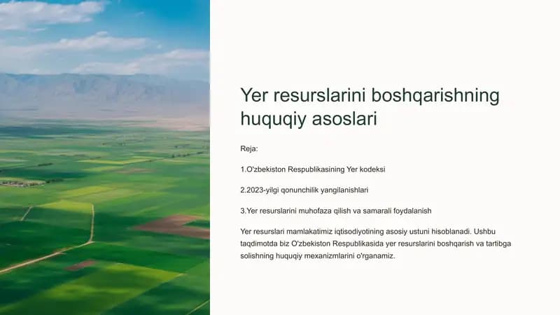 Yer resurslarini boshqarishning huquqiy asoslari