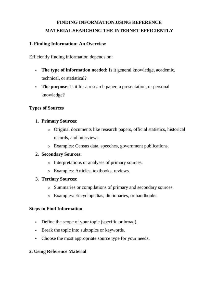 Finding Information Using Reference Material