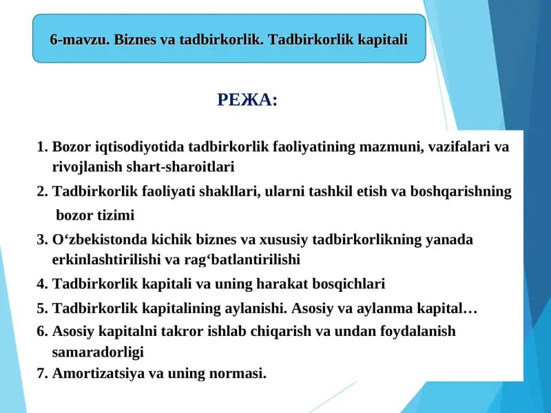 Tadbirkorlik faoliyati