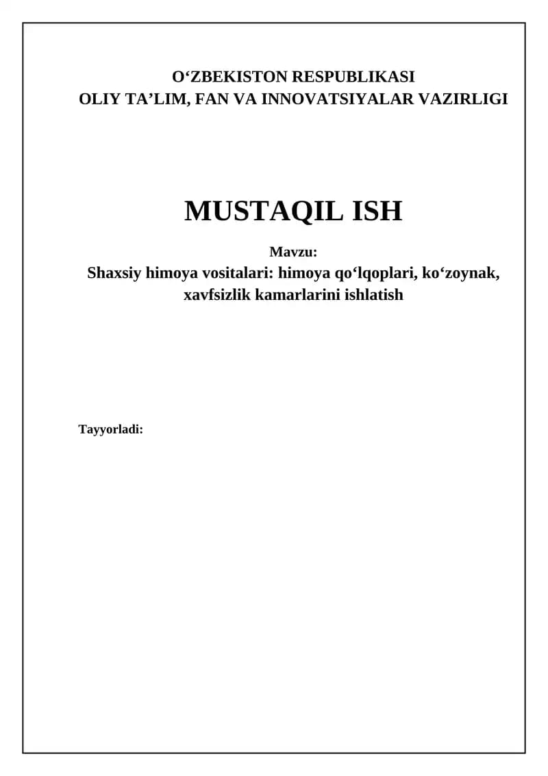Shaxsiy himoya vositalari (SHHV)