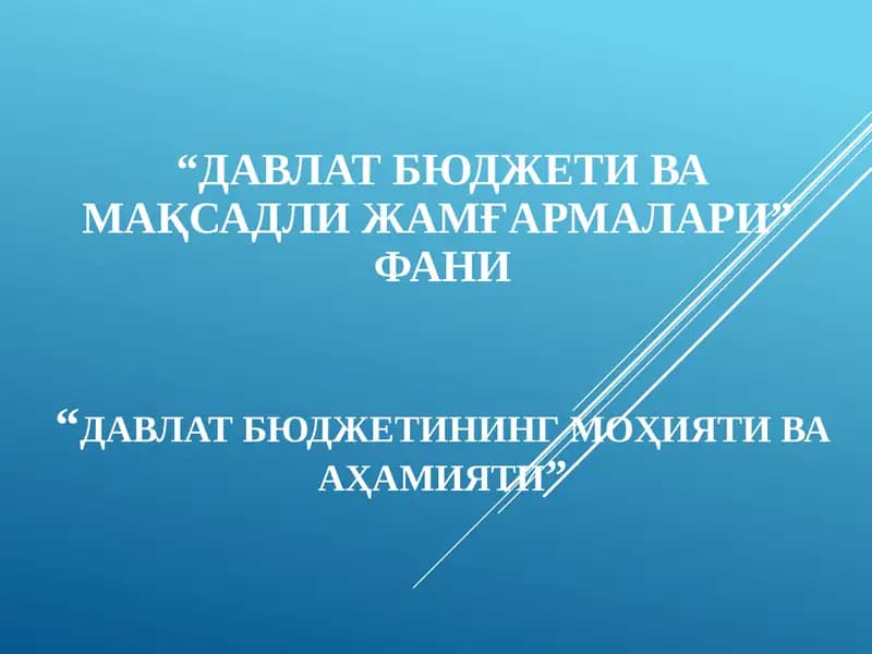 Давлат бюджетива мақсадли жамғармалари