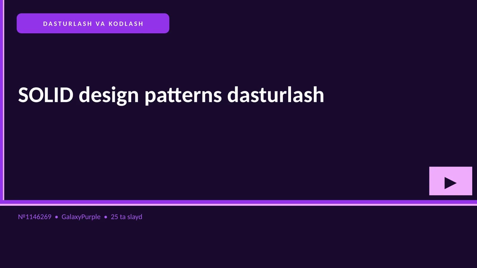 SOLID design patterns dasturlash