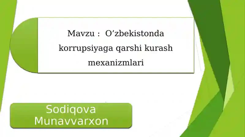 O’zbekistonda korrupsiyaga qarshi kurash mexanizmlari