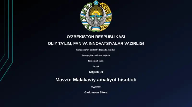 Malakaviy amaliyot hisoboti