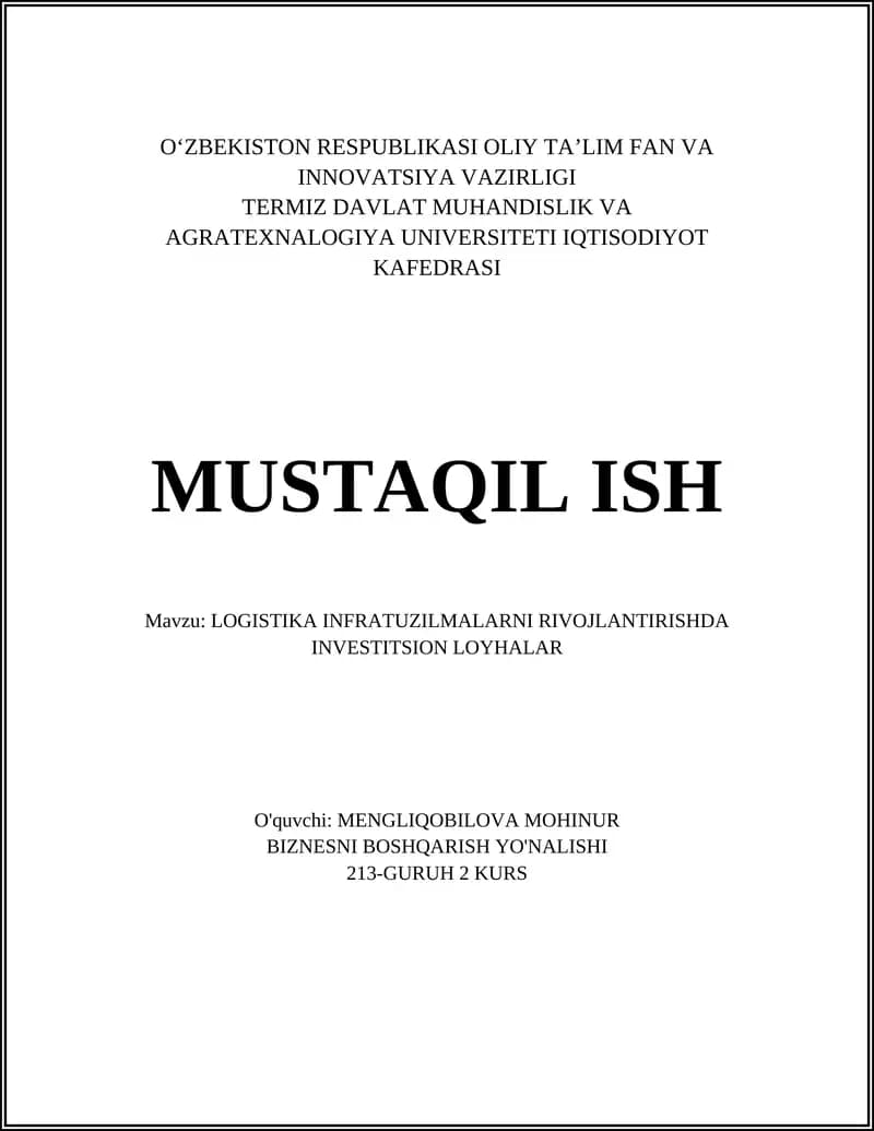Logistika Markazlari Yaratish