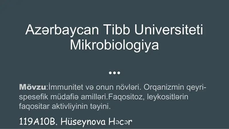 Azərbaycan Tibb Universiteti Mikrobiologiya
