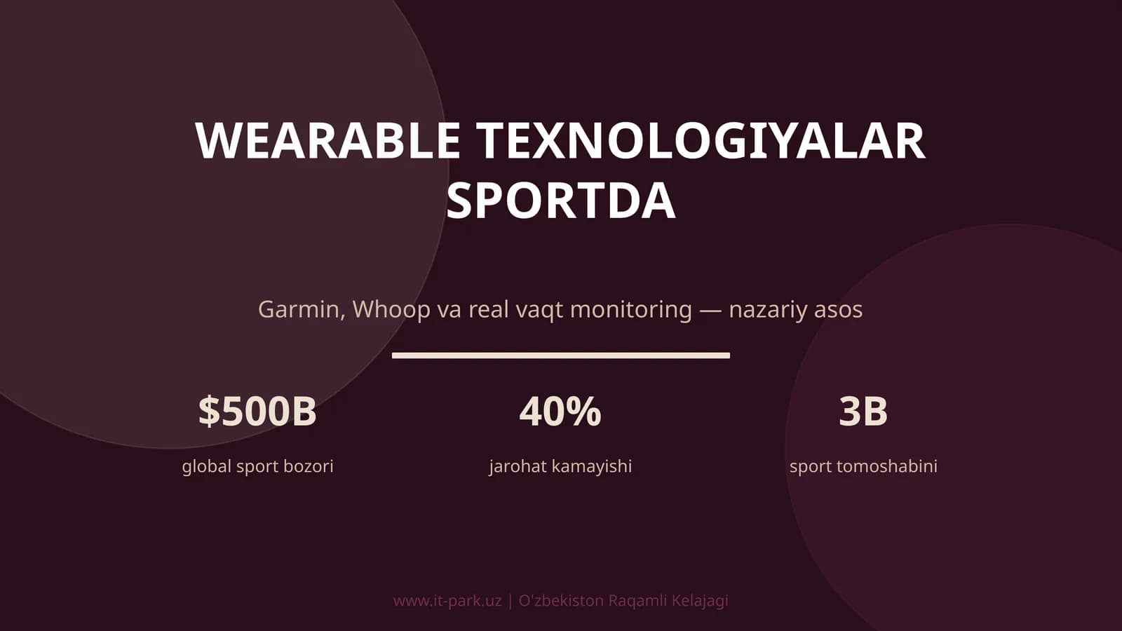 WEARABLE TEXNOLOGIYALAR SPORTDA
