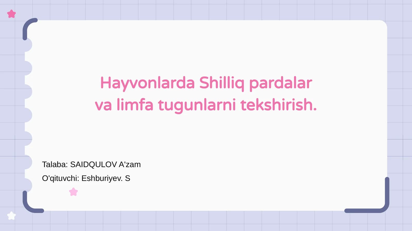Hayvonlarda Shilliq pardalar va limfa tugunlarni tekshirish