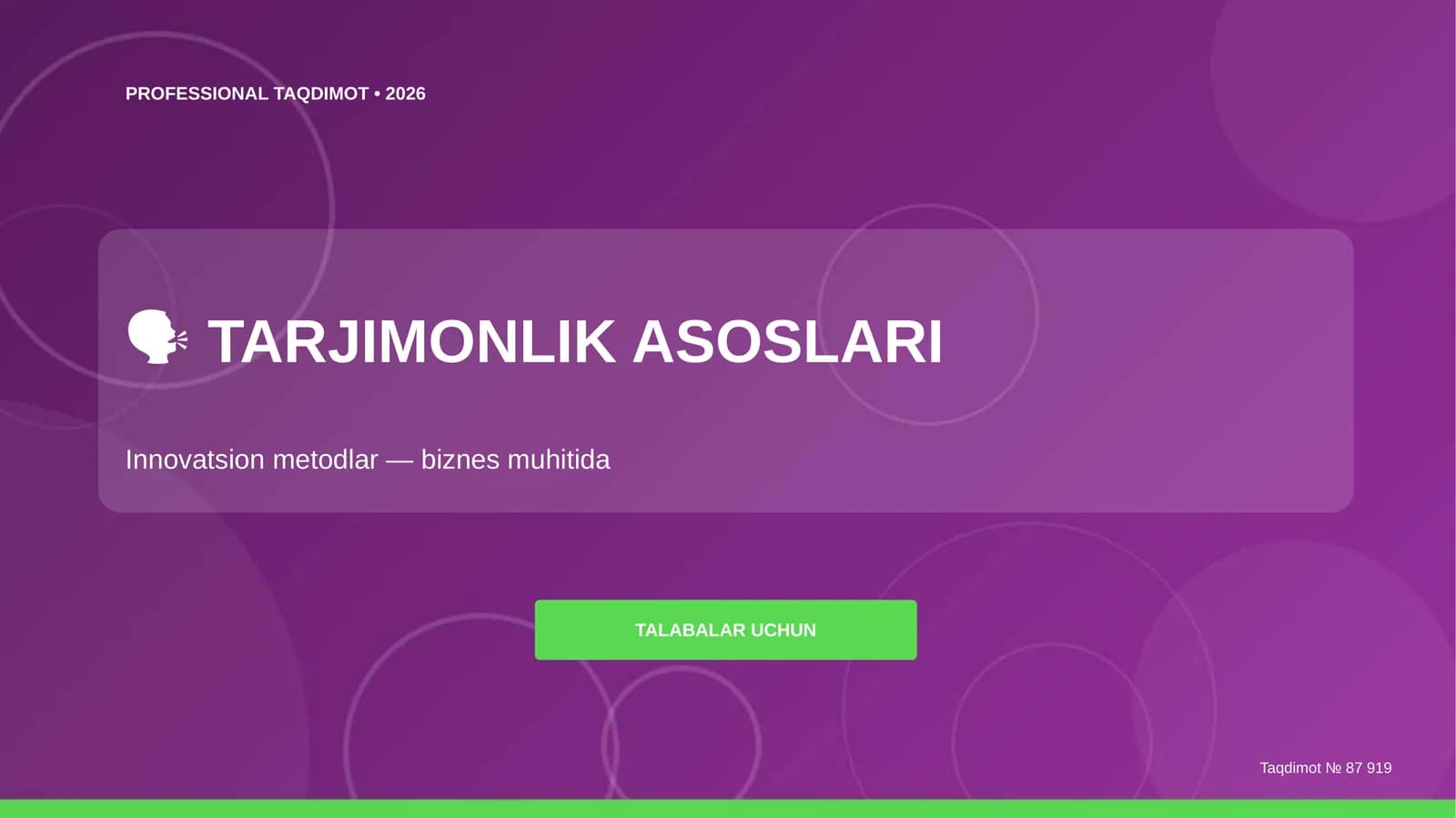TARJIMONLIK ASOSLARI