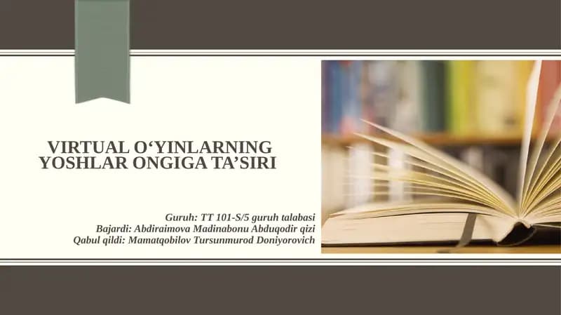 Vertual o‘yinlarning yoshlar tarbiyasiga salbiy ta’siri