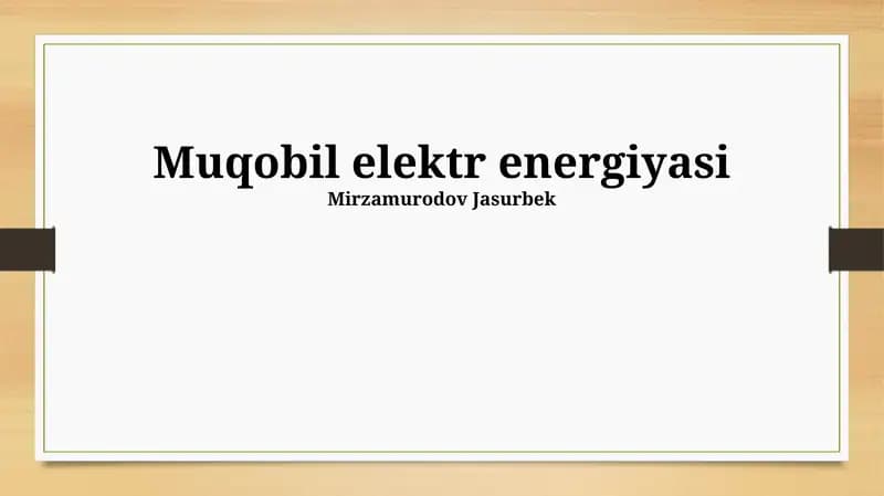 Muqobil elektr energiyasi
