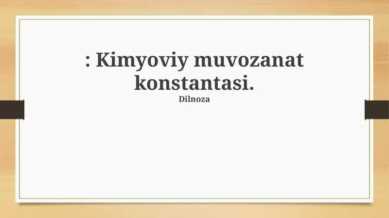 Kimyoviy muvozanat konstantasi