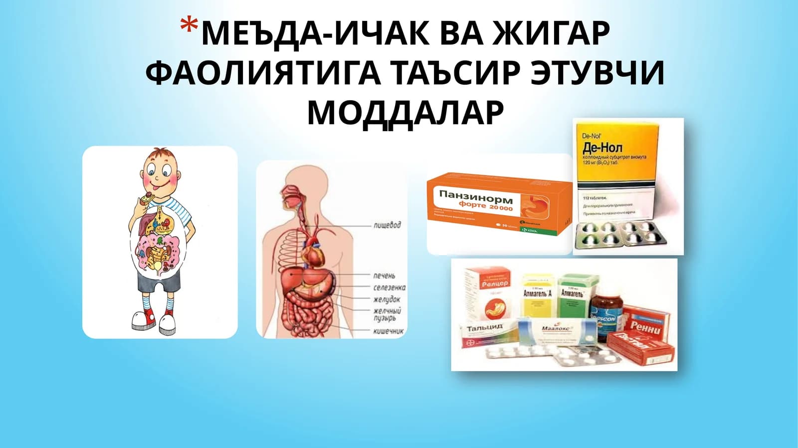 МЕЪДА-ИЧАК ВА ЖИГАР ФАОЛИЯТИГА ТАЪСИР ЭТУВЧИ МОДДАЛАР