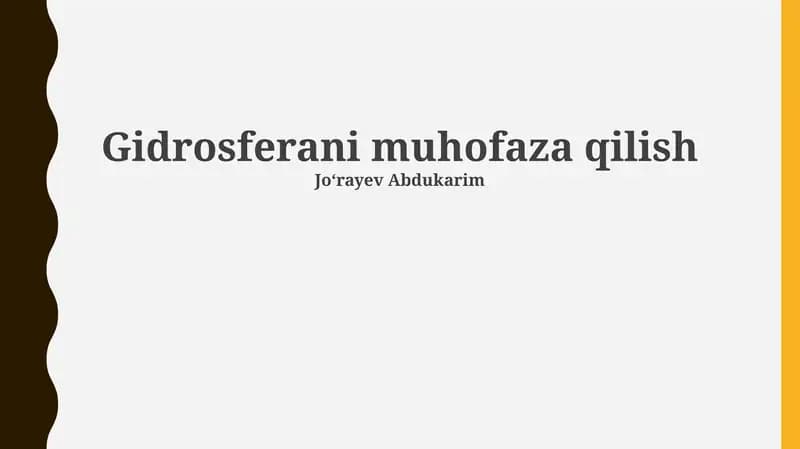 Gidrosferani muhofaza qilish