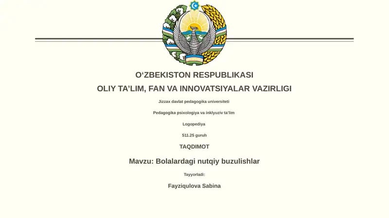 Bolalardagi nutqiy buzulishlar