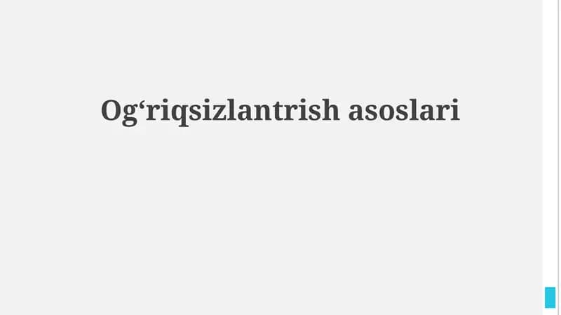 Anesteziya asoslari