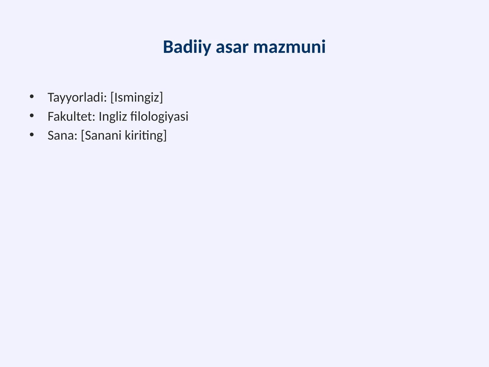 Badiiy asar mazmuni