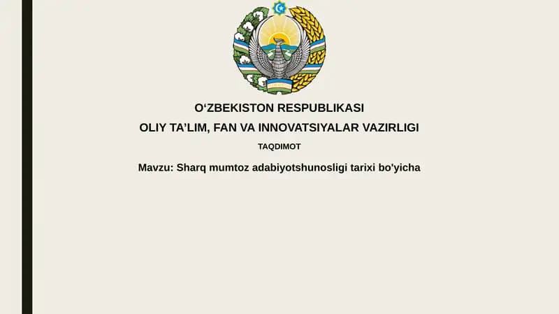 Sharq mumtoz adabiyot shunosligi tarixi bo'yicha