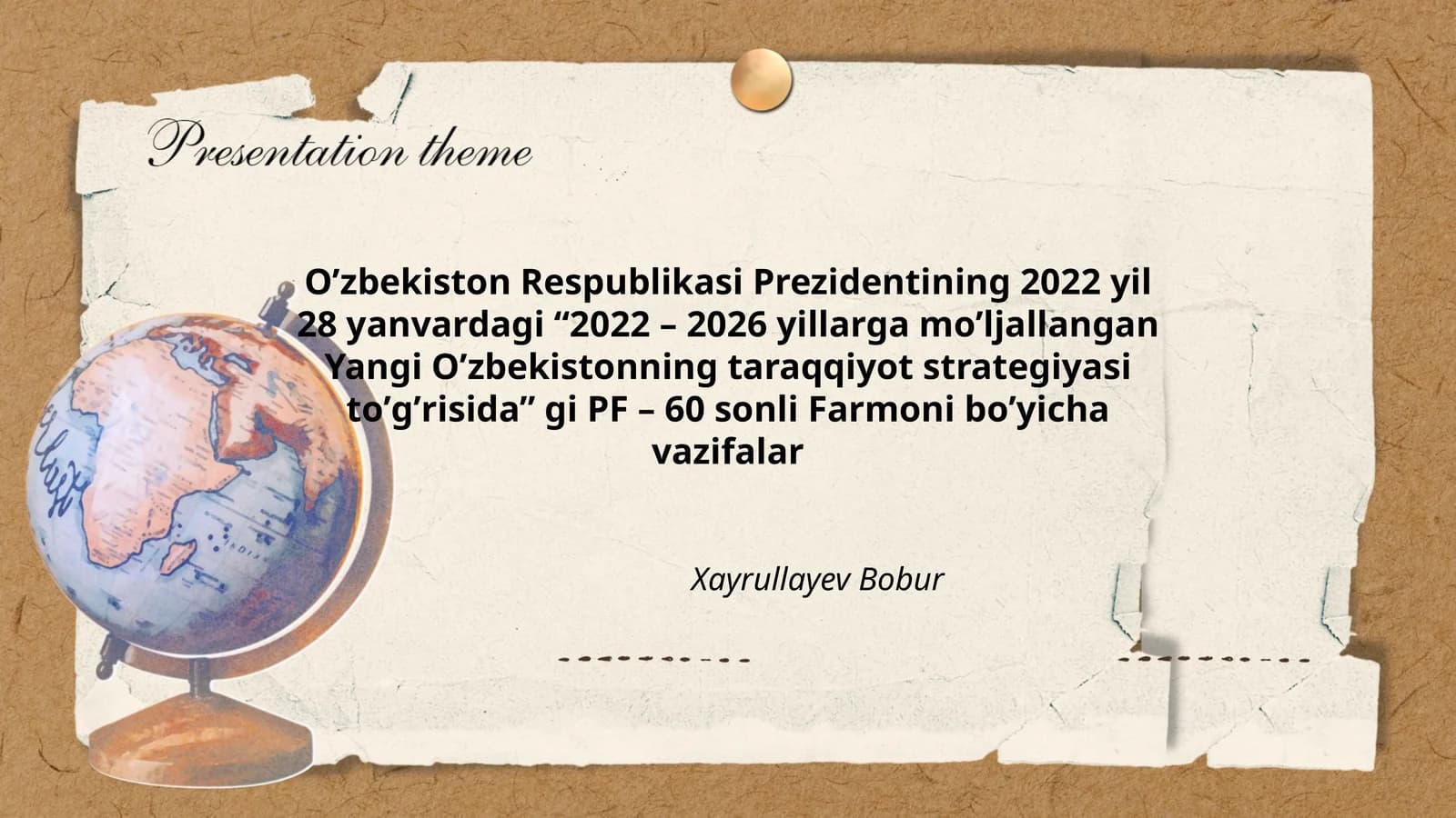 PF – 60 sonli Farmoni boʼyicha vazifalar