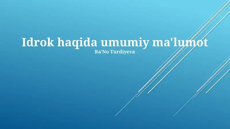 Idrok haqida umumiy ma'lumot