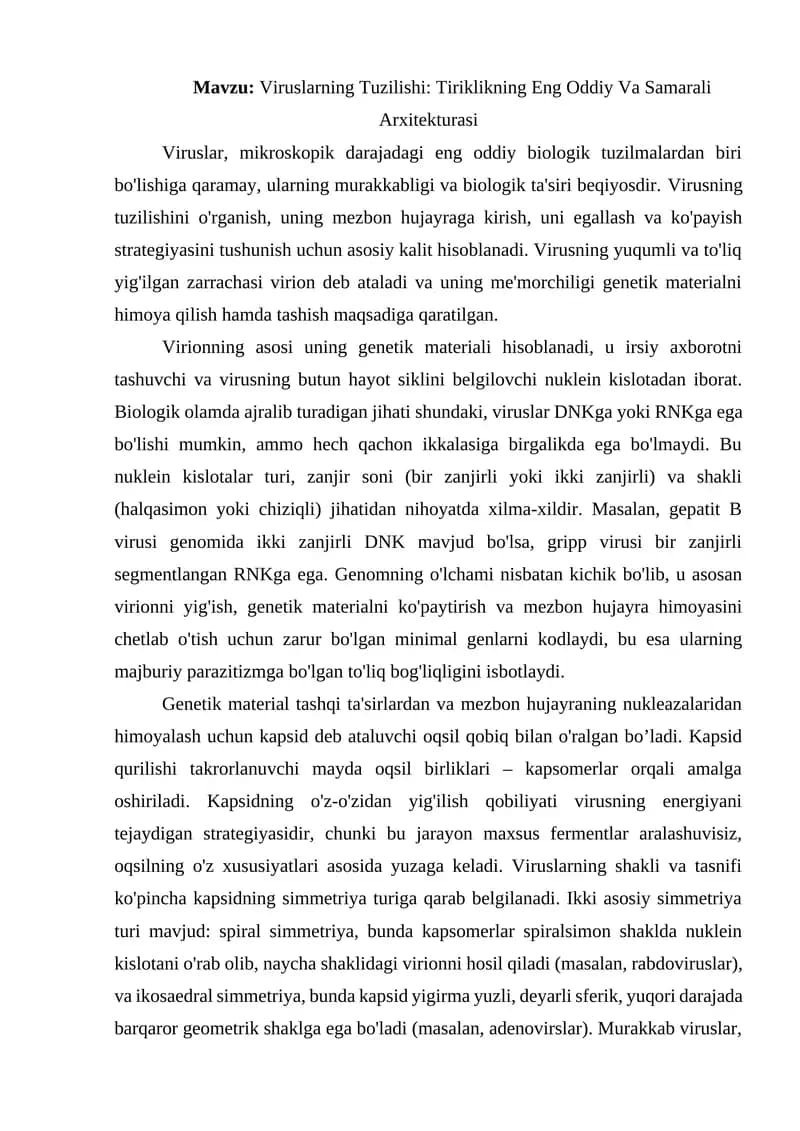 Viruslarning Tuzilishi