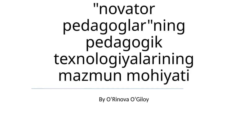 Innovator Pedagoglar
