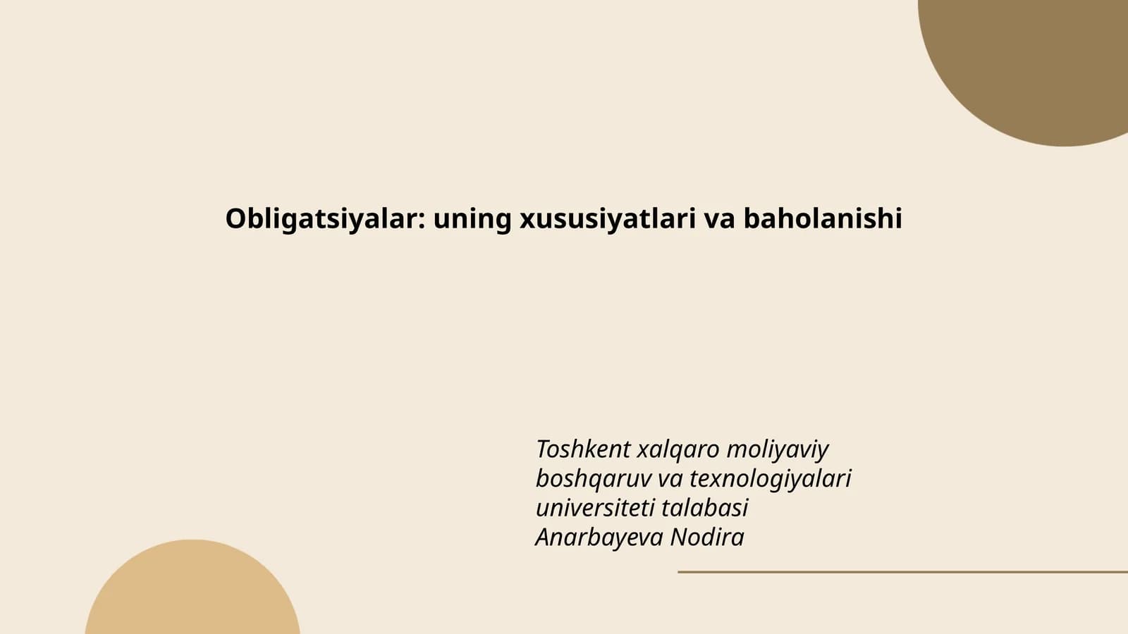 Obligatsiyalar: uning xususiyatlari va baholanishi