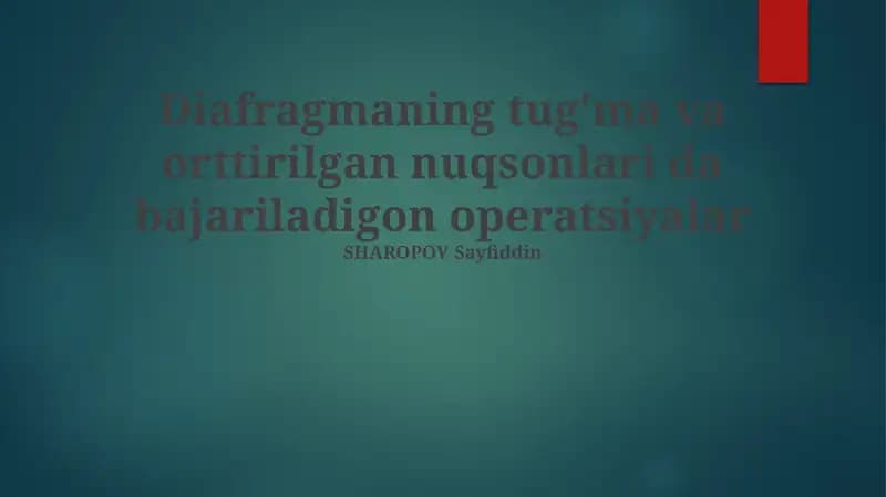 Tug'ma diafragma nuqsonlari