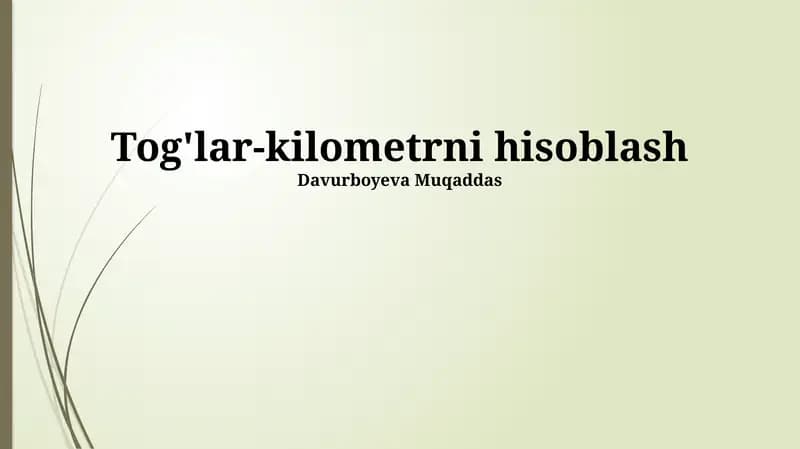 Tog'lar-kilometrni hisoblash