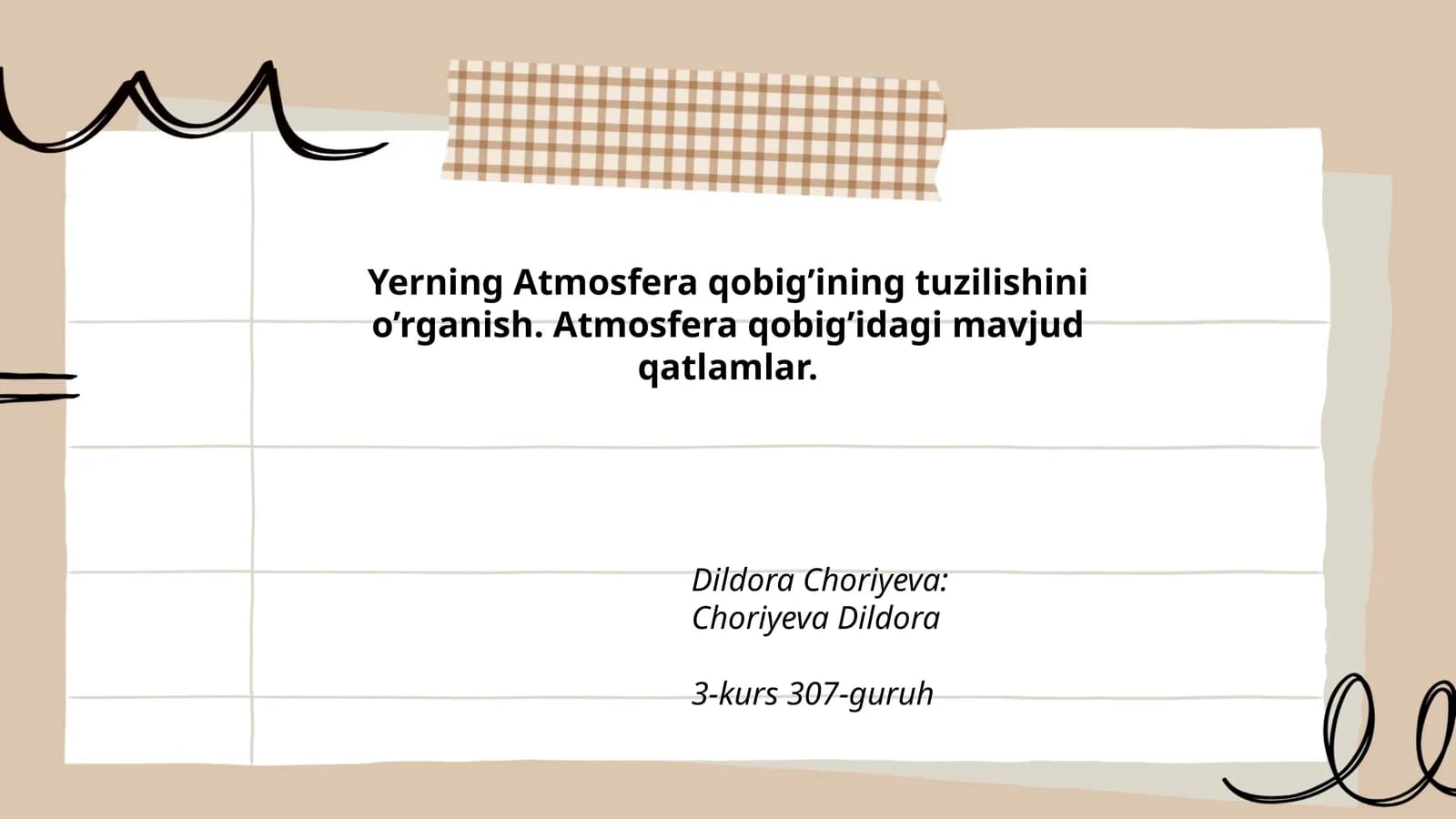 Yerning Atmosfera qobig’ining tuzilishi