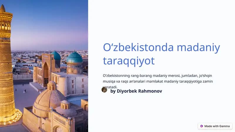 O‘zbekistonda madaniy taraqqiyot