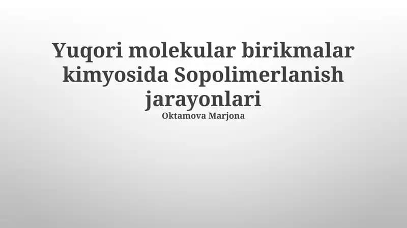 Kondensatlanish kopolimerizatsiyasi mexanizmi