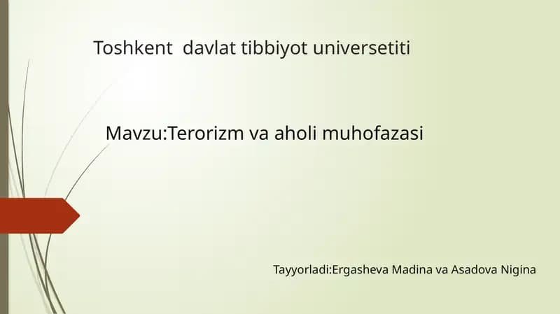 Terorizm va aholi muhofazasi