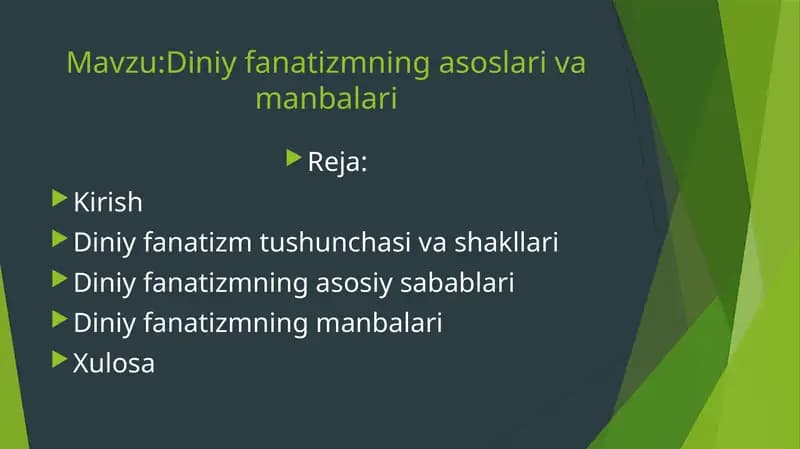 Diniy fanatizmning asoslari va manbalari