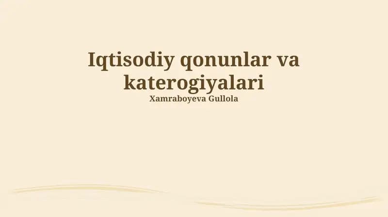 Iqtisodiy qonunlar va kategoriyalari